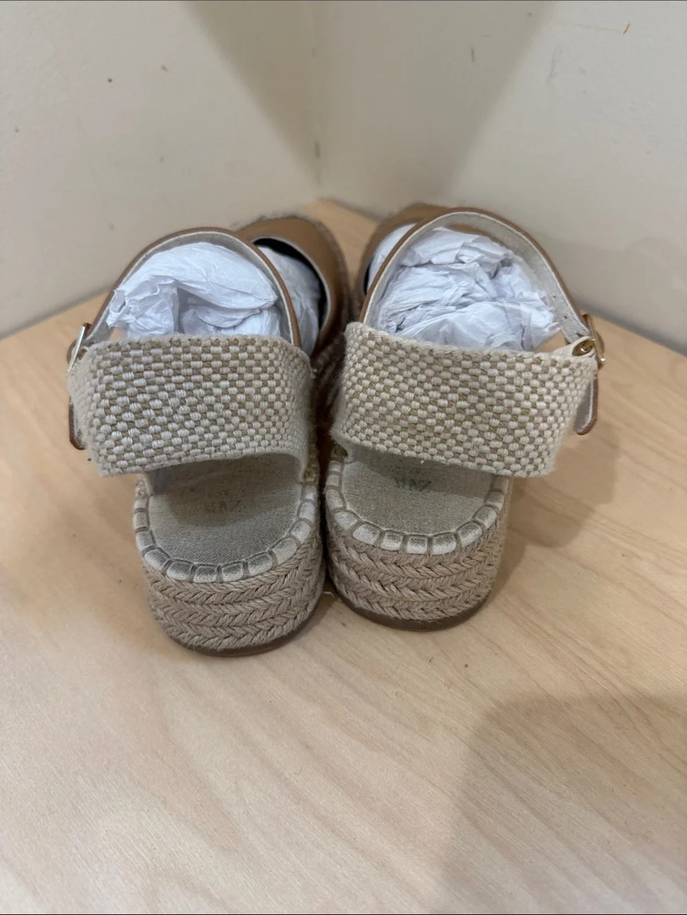 Zara Brown Espadrille Wedge Sandals with Ankle Strap